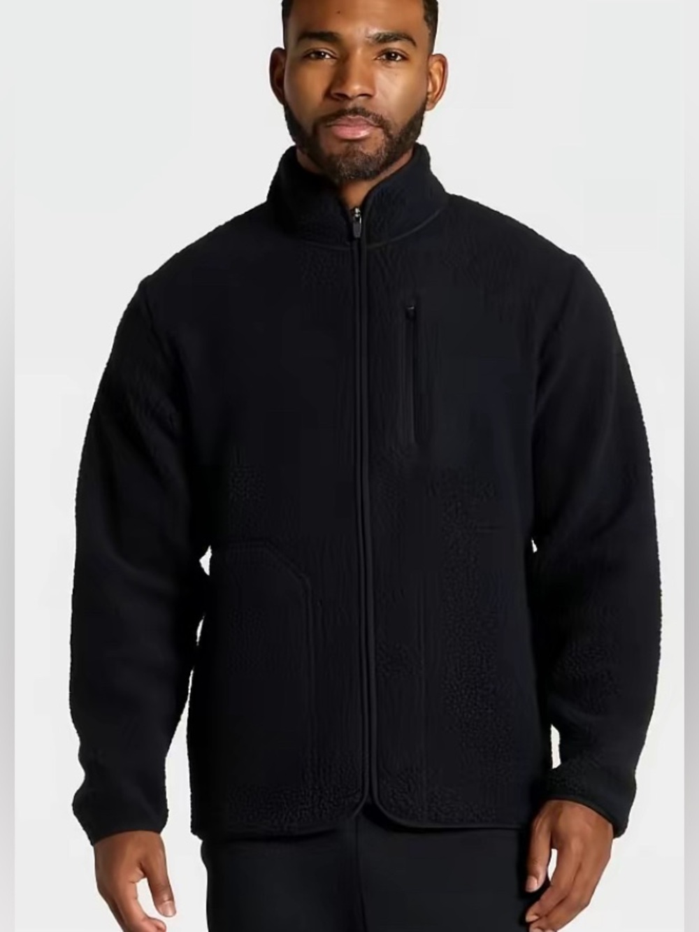 All In Motion Men's High Pile Fleece Full Zip Sweatshirt  Black Small Women’s